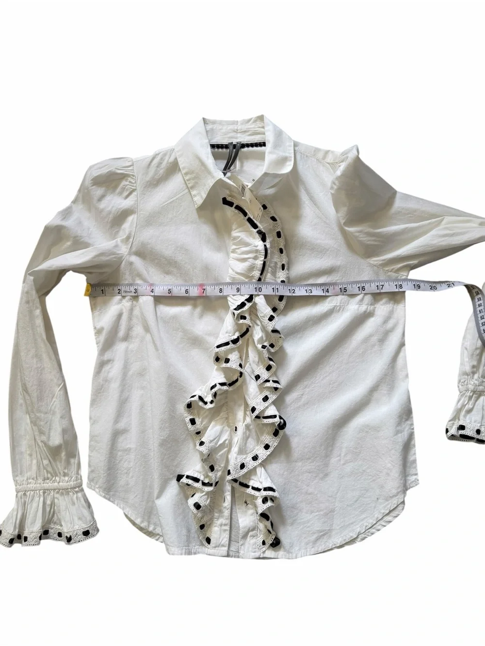 Anthropologie Puff-Sleeve Ruffled Cotton Blouse Size XS NWT!
